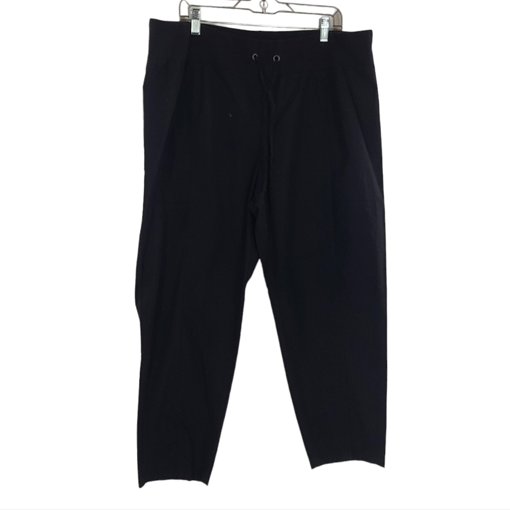 Eileen Fisher Sz XL Black‎ drawstring organic cotton minimalist lounge pants